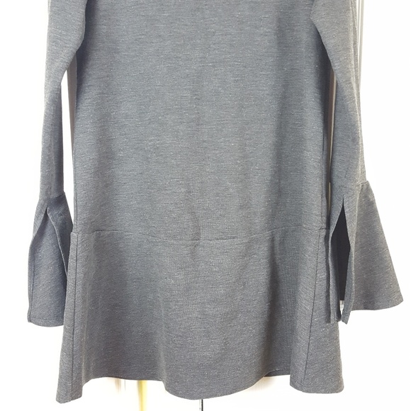 Zara Trafaluc Heathered Gray Bell Sleeves Dress S - Picture 4 of 7
